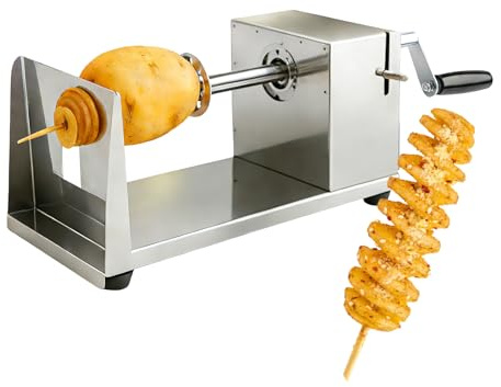 Spiralschneider Kartoffelspirale, Kartoffelspiralenschneider | Manuelle Spiral Kartoffelschneider, Spiralkartoffelschneider für Kartoffel Gurke Karotte Obst Gemüse Tornado Chips, Silber
