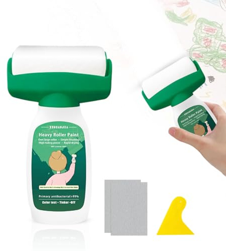RANJIMA Wandfarbe Ausbessern Weiß 500g, 2 in 1 Wandreparatur Rollbürste, Wandreparaturpaste mit Roller, Ausbesserungsfarbe Weiss Roller für Flecken, Risse, Graffiti, Kratzer Wandreparaturwerkzeug
