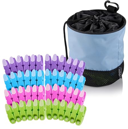 Minky Drawstring Peg Bag with Strong Clip + 48 SureGrip Weatherproof Pegs
