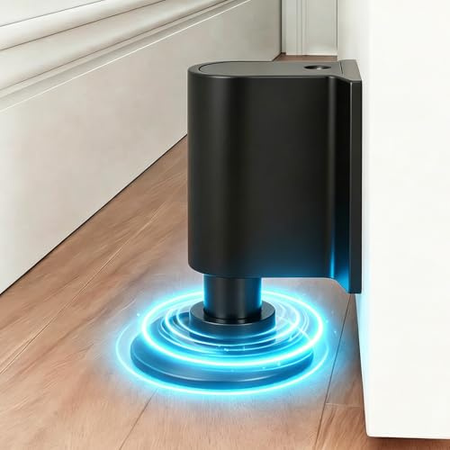 Magnetic Door Stop - Stainless Steel Magnet Door Catch, Retractable Door Stoppers for Floor, Door Holder Suits Gaps Within 1.4 Keep Door Open, No Drill 3M Adhesive & Screws - Black 1Pack
