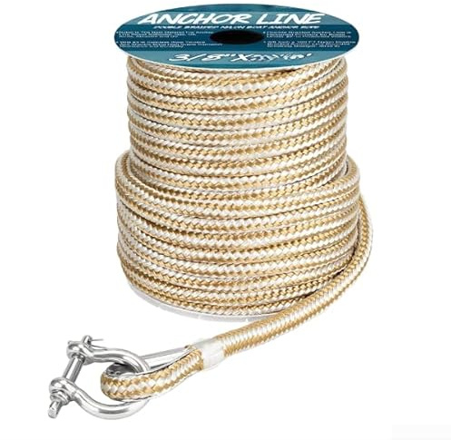 Corda nautica resistente da 30 m per lenza di ancoraggio in nylon intrecciato con hardware antiruggine per barche da pesca (15,2 m platino + fiocco)