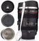 STRATA CUPS Kameraobjektiv Kaffeebecher -400 ml, SUPER Bundle! (2 Deckel + LÖFFEL) Edelstahl Thermobecher, Auslaufsicherer Deckel! Fotografen Kaffeetasse, Travel Mug, to go Coffee für Männer, Frauen