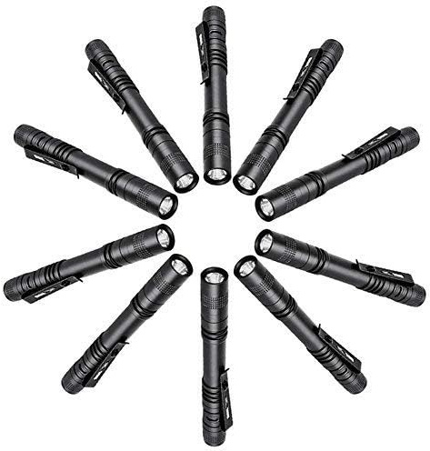 Tileon Linterna de bolígrafo, 10 unidades, linterna LED, 500 lúmenes con clip mini linterna médica