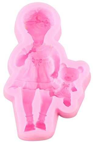 Fdit 3D Silicone Bébé Garçon Fille Fondant Gâteau Moule Creative Chocolat Sugarcraft Moule Décoration Outil('9.2 x 5.2 x 1.6cm / 3.6 x 2.0 x 0.6(Girl))