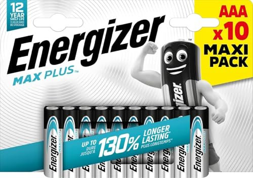 Energizer MaxPlus - Batterie alcaline AAA, confezione da 10