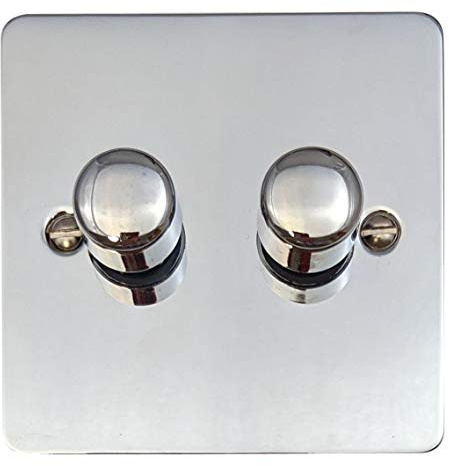 G&H FC512 Flat Plate Polished Chrome 2 Gang 1 or 2 Way V-Pro LED Dimmer Switch