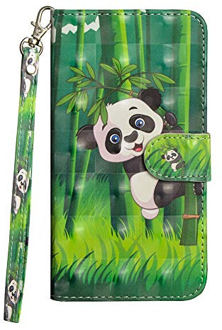 Sunrive Hülle Für Samsung Galaxy S6, Magnetisch Schaltfläche Ledertasche Schutzhülle Etui Leder Case Cover Handyhülle Tasche Schalen Lederhülle MEHRWEG(Panda 2)