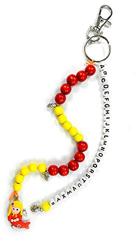 Pracht Creatives Hobby 5935-12241 Rechenkette zum Selbstgestalten, mit Schlüsselanhänger, Marienkäfer rot-gelb, Bastelset mit 20 Rechenperlen, als Geschenk zur Einschulung