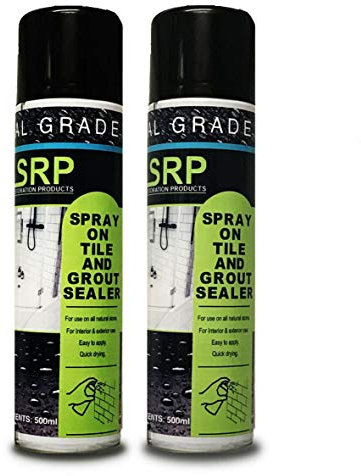 SRP Spray On Tile and Grout Sealer Aerosol Can - Protector for Natural Stone, Tiles, Grout and Masonry 2X 500ml (2 Pack)