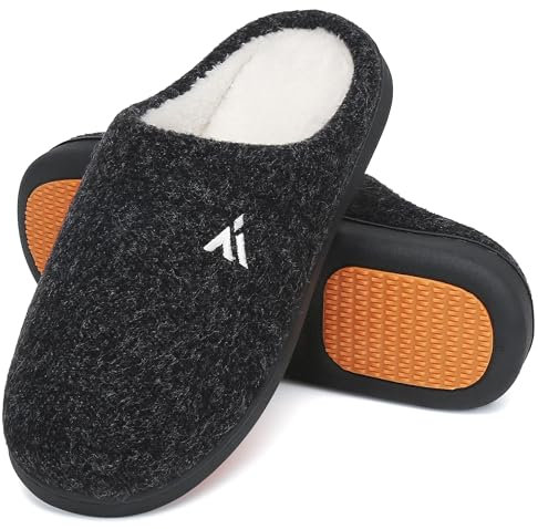 Mishansha Hausschuhe Damen Winter Plüsch Pantoffeln Herren Hüttenschuhe Warme Gefütterte Pantoletten Onyx, Gr.38 EU