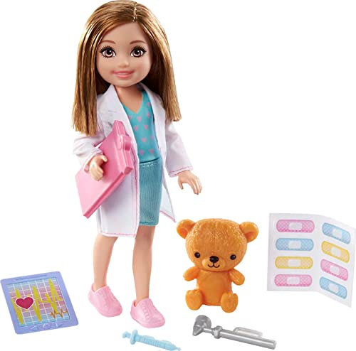 Barbie GTN88 - Chelsea-Karrierepuppe, Ärztin, mit berufsbezogenem Outfit und zugehörigem Zubehör,Spielzeug ab 3 Jahren