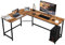 RELAX4LIFE Computertisch für Zwei Personen, Schreibtisch L-Form, Eckschreibtisch mit Verstellbarer Fußpolster und CPU Ständer, Platzsparender Winkeltisch für Arbeitszimmer & Büro, PC-Tisch (Braun)
