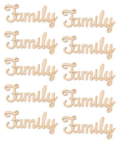 10pcs Letters Wood Slices Family Wood Words Tag Signs for Crafts, Home, Wedding, Christmas, Birthday Decorations