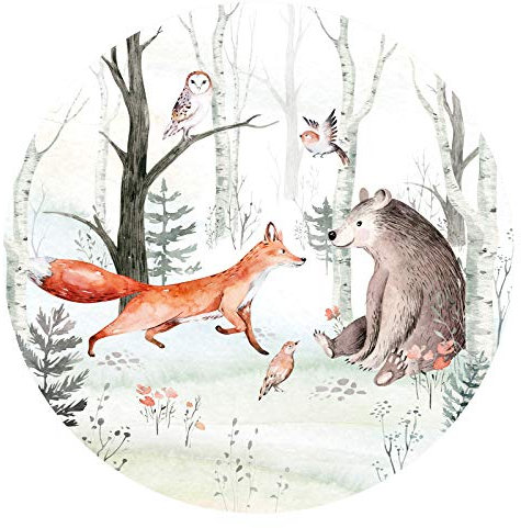 Little Deco Wandtattoo Kinderzimmer Wandbild Bär Fuchs Wandsticker für Kinder Wanddeko Spielzimmer Wandaufkleber Selbstklebende Tapete Schlafzimmer 120 cm DL570