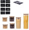 Boîtes de conservation, en verre, avec couvercle en bambou, bocaux de stockage, contenants, avec 8 étiquettes à craie et 1 stylo, hermétique, passe au lave-vaisselle, anti-mites