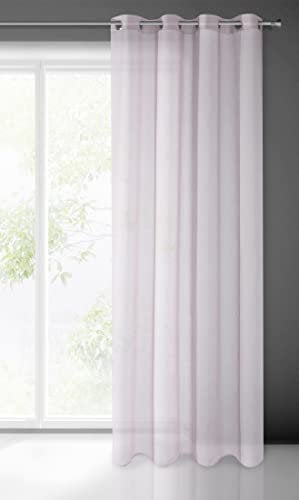 Eurofirany Gardine Argea Vorhang Glatt Transparent Ösen - 1STK. Vorhangringe Durchsichtig Edel Elegant Hochwertig Glamour, Schlafzimmer, Wohnzimmer, Etamin, Rosa, 250.00 x 140.00 cms