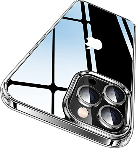 CASEKOO Crystal Clear für iPhone 13 Pro Max Hülle, [Nie Vergilbung] [Unzerstörbarer Militärschutz] Stoßfeste Kratzfeste Schutzhülle Dünne Handyhülle Transparent Case - Durchsichtig
