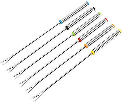 Jjoer Fonduegabeln BBQ Grill Grillgabel Mit HitzebestäNdigem Metallgriff Grillstab Spiesse Edelstahl Ausziehbar GrillspießE Lang KäSefondue Marshmallow