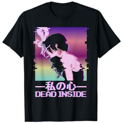 Dead Inside Lofi Vaporwave Alt Indie Aesthetic Anime Girl T-Shirt