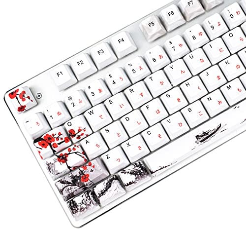 MOLGRIA Tastenkappen 110 Set für mechanische Tastatur in voller Größe, individuelle PBT OEM-Profil-Tastenkappen japanische Schriftart mit Tastenkappen-Abzieher für Cherry MX 104/87/71/61