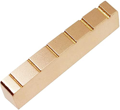 Electric Guitar Tune-o-Matic Brass Guitar Nut, Pre-Slotted Flat Nut Replacement Part For 6 String Les Paul LP Style Electric Guitar Tailpiece & Bridge Set