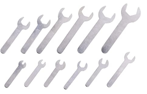 YnGia 12PCS Single Open Ended Wrench Set Silver Flat Spanner Combination 1.5mm Ultra Thin Repair Tool for Limited Space Conditions