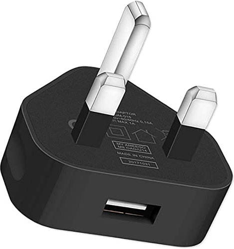 TECHNOPLAY UK 3 Pin Plug USB Mains Charger Adapter - 1AMP 1000mAh Fast Speed Travel Charger Compatible with iPhone, iPad, iPod, Samsung Galaxy Tab, Huawei Tablet & USB Devices