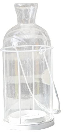 Antikas - Windlicht, Glas, Eisen, Groß, Flasche | Eisen, Glas, Weiß | H 25,0 x B 11,0 cm