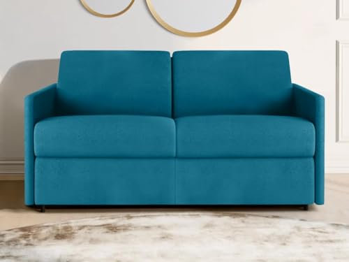 Vente-unique Schlafsofa 2-Sitzer - Liegefläche: 120 cm - Matratzenhöhe: 14 cm - Stoff - Türkis - CALIFE