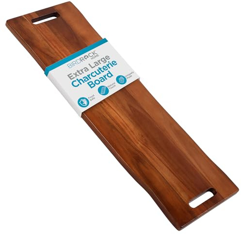 BIRDROCK HOME 36 Acacia Wooden Cheese Serving Board with Handles - Extra Long - Party Charcuterie for Appetizers Food Kitchen Platter - Bread Meat Fruit Display - Natural Wood - Espresso