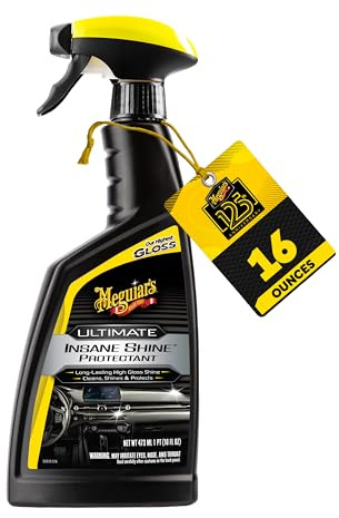 Meguiar's G220216 Ultimate Insane Shine Protectant, Car Cleaning Spray That Creates a Lasting and Glossy Shine, Auto Care Product Safe for Exterior and Interior Surfaces, 16 Oz