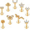 CASSIECA 9 Stück Edelstahl Lippenpiercing Stud Labret Piercing für Frauen Männer 16G CZ Blume Herz Biene Schmetterling Schlange Labret Ohrstecker Knorpel Helix Tragus Ohrringe Lippe Piercing, 6mm 8mm
