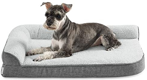 Lesure orthopädisches Hundebett kleine Hunde - 76x50.8x15cm Hundesofa mit eierförmiger Kistenschaum und wasserdichtes Innenfutter, gemütliches waschbares Hundecouch Hunde Bettchen, grau