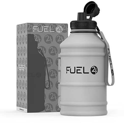 Fuel24 1.3L/2.2L Metal Water Bottle - STRONG, Drop & Leakproof BPA Free - Large Gym & Sports Bottle for Men, Travel & Hiking