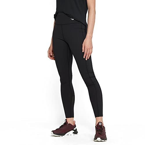 NORTH RIDGE Women's High-Waist Running Tights, Moisture-Wicking Polyester-Elastane, Reflective Details, Zip Pocket, for Road, Leggings for The Trail and Gym (UK, Numeric, 18, Regular, Regular, Black)