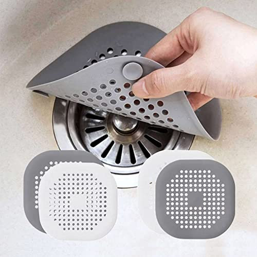 EdirFtra Coladores de Drenaje, 4 Paquetes de Tapas de Drenaje cuadradas para la Ducha, Protectores de Drenaje de Silicona con Copa de succión, colador de Piso de Silicona para atrapar el Cabello