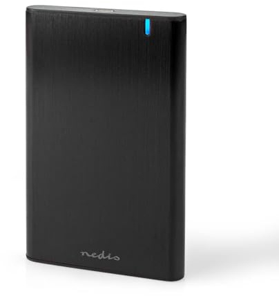 Nedis 2.5 HDD Enclosure, Portable SATA to USB 3.1 Gen1, Aluminium Screwless Case for SSD/HDD, Up to 5Gbps, USB-A & USB-C Cables