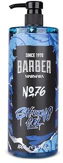 BARBER MARMARA Gel à raser pour homme No.76 - Gel à raser transparent - 1000 ml - Shaving Gel Men - Rasage précis des contours de la barbe - Ne mousse pas - Rafraîchit la peau