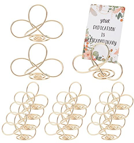 CHGCRAFT 12 Stück Spiral platz karten halter Unendlicher Platz karten halter Flugzeug form Namens karten halter Ständer für Fotos Lebensmittels Hochzeits party Restaurants, Hellgold, 73x45x42mm