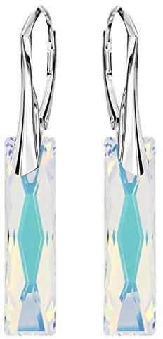 4 Farben Baguette Ohrringe 925 Silber Österreichische Zirkonia - Schmuck für Frauen und Mädchen - Hängeohrringe Ideal für Geschenke für Frauen Geburtstag Jahrestag Muttertag (Crystal AB)