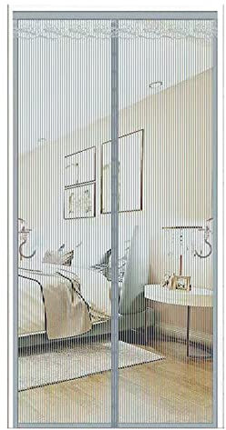 Insect Screen Fly Screen Roller Blind Door Insect Screen Roller Blind, 215x270cm with Heavy Duty mesh and Full Frame Magic Paste Fastener, Grey