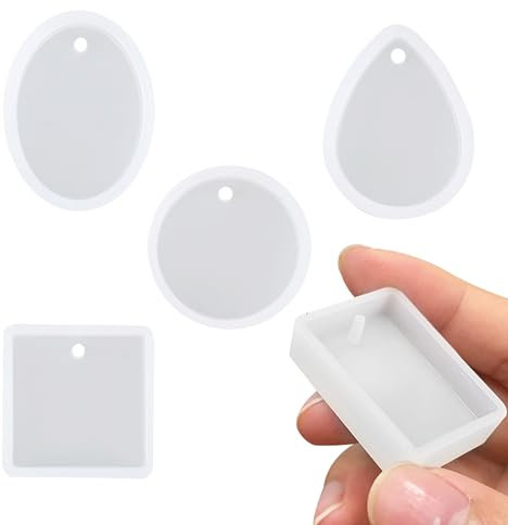 UTEFIF 5 stampi in resina epossidica, stampi in silicone in resina, per portachiavi, numero civico, orecchini, fai da te