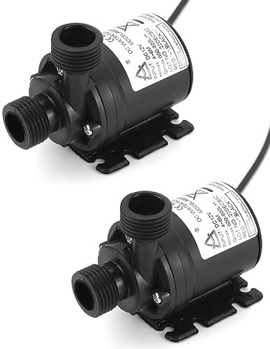 QWORK® 2 Piezas Bomba de Agua DC 12V 800L/H 5M, Bomba de Agua Sumergible sin escobillas, para pozos, Sistema de circulación Solar