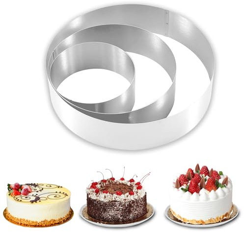 DIKARIYA Tortenringe 3er Set, Tortenring Edelstahl Backform Torten Kuchenring Rund Backrahmen Cake Ring,Feste Tortenring Hoch 6cm Ø10/15/20cm,Backring Form für Kuchen Moussekuchen Creme Schicht Gebäck