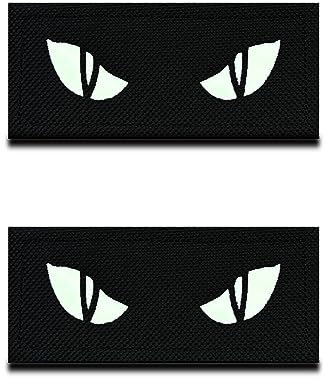 2 St. Reflektierend Japanese Manga Anime Eyes Fun Patch Gestickt Applikationen für Kleidung Taschen Rucksack Uniform Weste Hundegeschirr Helm Militär Taktisch