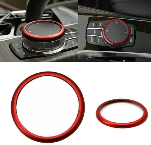 Cakievro Roter Aluminiumring für Mittelkonsole IDrive Multimedia Controller für B-MW 1 2 3 4 5 6 7 Serie X3 X4 X5 X6