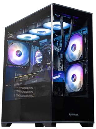 Raidmax i801 Tempered Glass Aqua View Case - Corner Structure-Free Panoramic Design, 3 ARGB Fans Included, and Support for 360mm Water Cooler and 400mm GPU (Black)