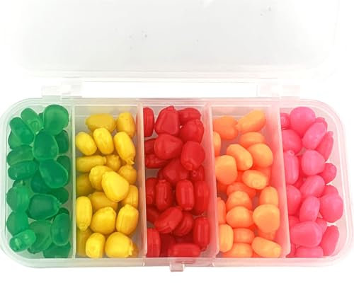 Fayvosiue 125 piezas de maíz falso simulado cebo suave pesca maíz cebos gancho maíz pellets para carpa, trucha