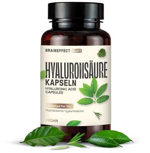 BRAINEFFECT Hyaluronsäure Kapseln - 180 Kapseln - Standard-Dosis (400mg pro Kapsel, 500 bis 700 kDa) - Mit Zink - Vegan & ohne Zusatzstoffe