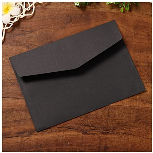 SEvso Postkarte Geburtstag (10 Stück/Charge) 12 * 17cm Schwarz Weiß Kraftpapier Feste Farbe Leerer Umschlag Grußkarten Postkartenumschlag Postkarte Weihnachten (Size : Black)